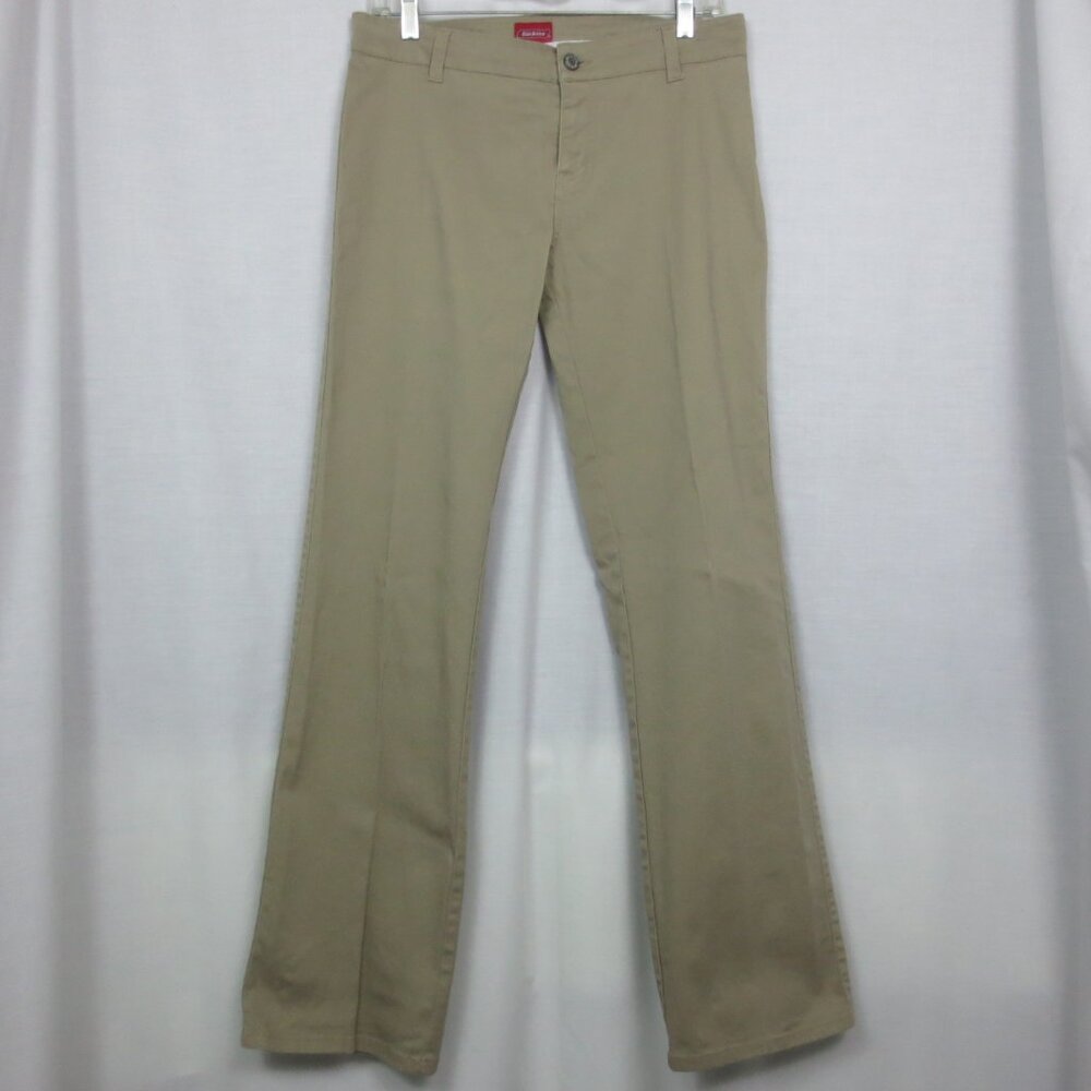 NEW Dickies Jeans Khaki Cotton Regular Rise Wide Leg Stretch Work Wear Size 9 Jr